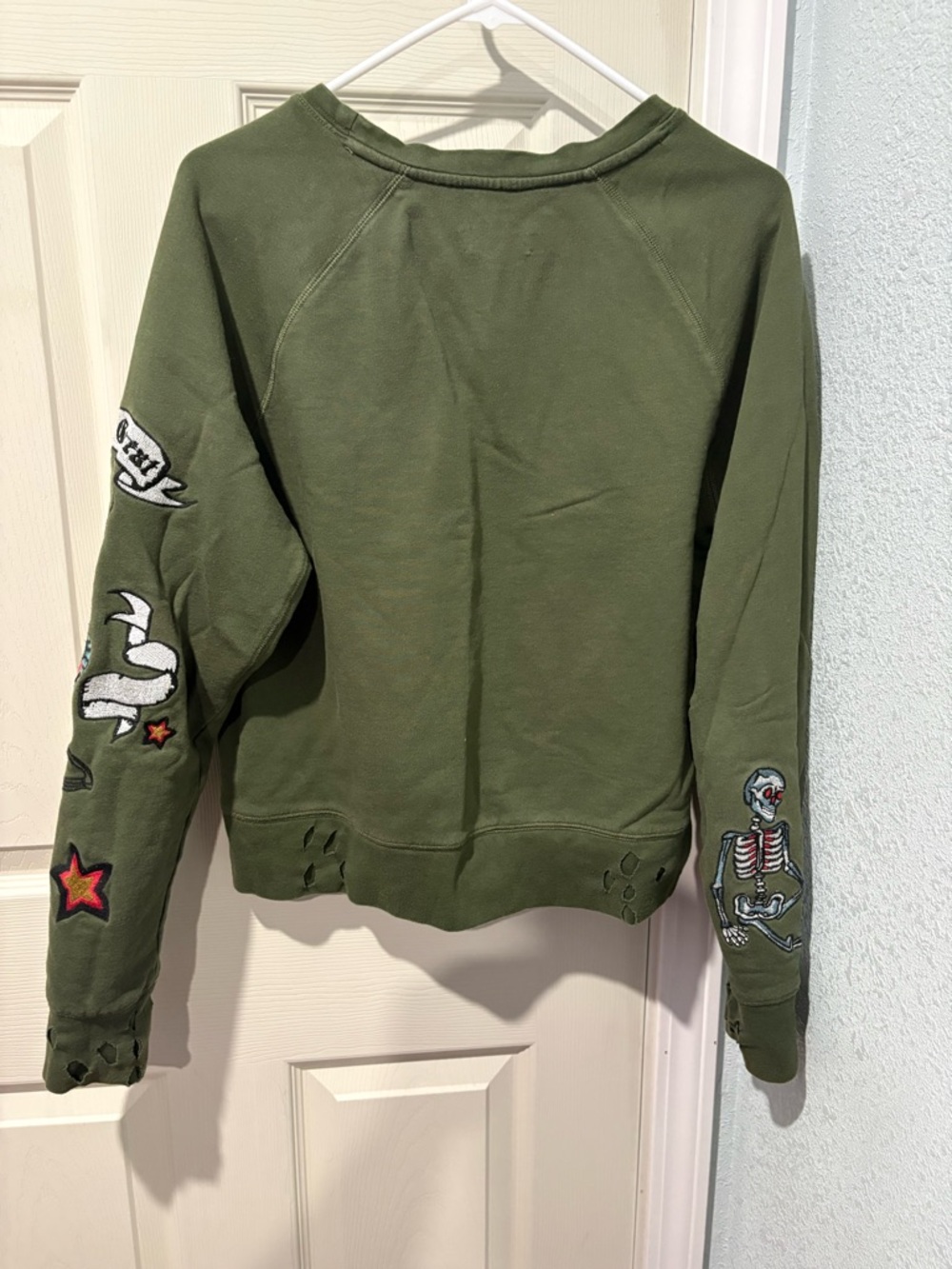 Zadig & Voltaire Olive Green Embroidered Skeleton Wing Sweatshirt - Picture 5 of 7